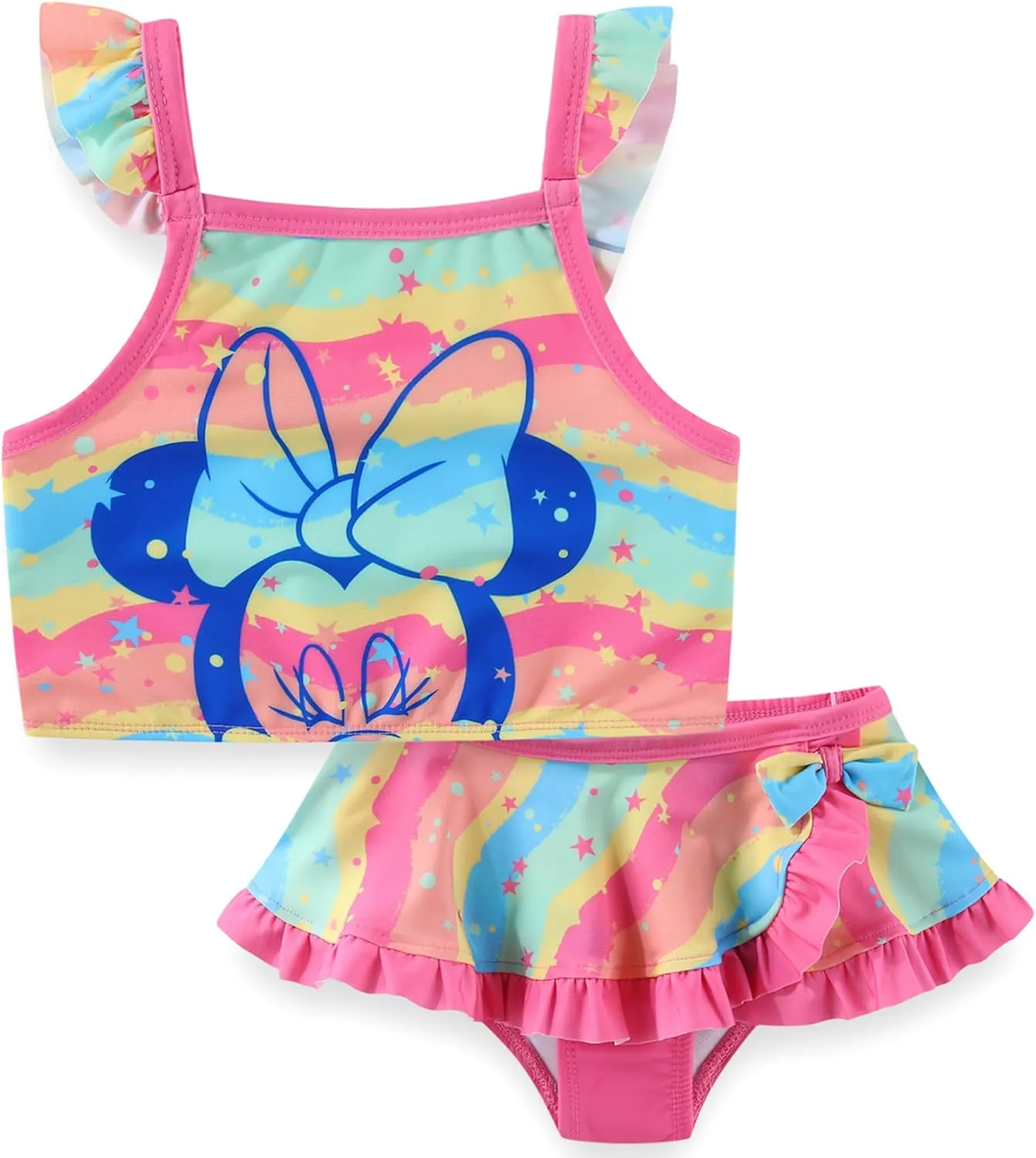 Disney Minnie Mouse Girls UPF 50  Bathing Suit Tankini Top and Bikini Bottom Swimsuit Set for Toddler and Big Kids