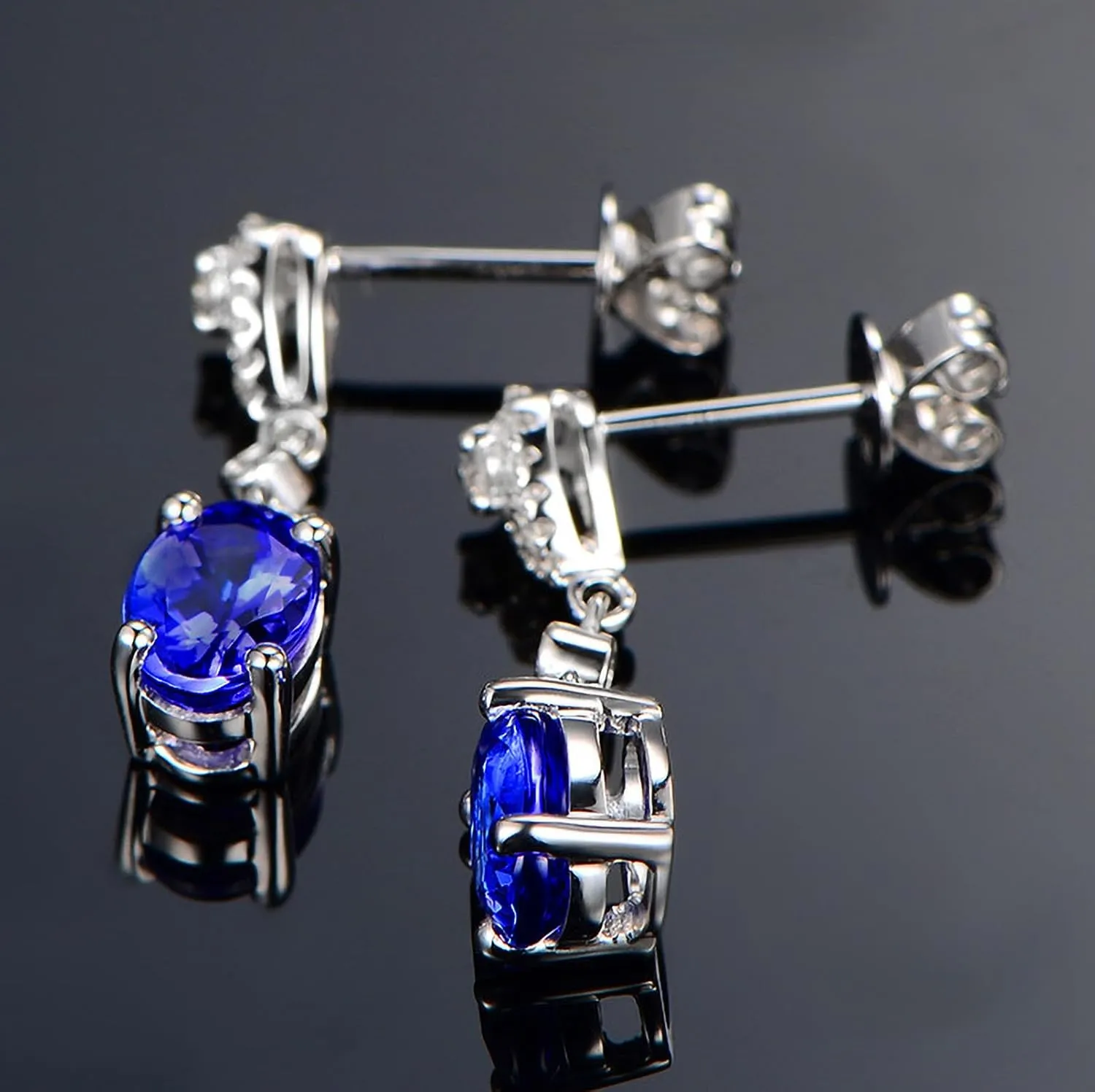 Drop Dangle Earrings for Women Created Sapphire/Ruby Earrings Cubic Zirconia Oval Earrings for Women Jewelry