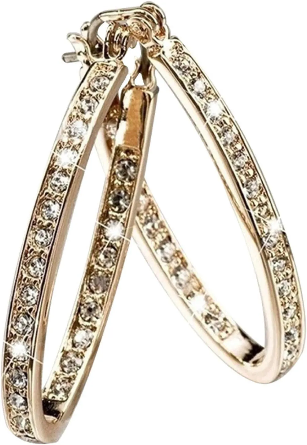 Earring Hoop Stud Drop & Dangle, Dazzling Women Rhinestone Inlaid Big Circle Hoop Earrings Party Banquet Jewelry for Women Teen Girls Birthday Christmas Friends Gift