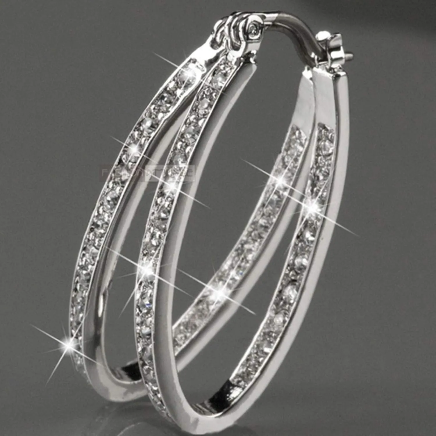 Earring Hoop Stud Drop & Dangle, Dazzling Women Rhinestone Inlaid Big Circle Hoop Earrings Party Banquet Jewelry for Women Teen Girls Birthday Christmas Friends Gift
