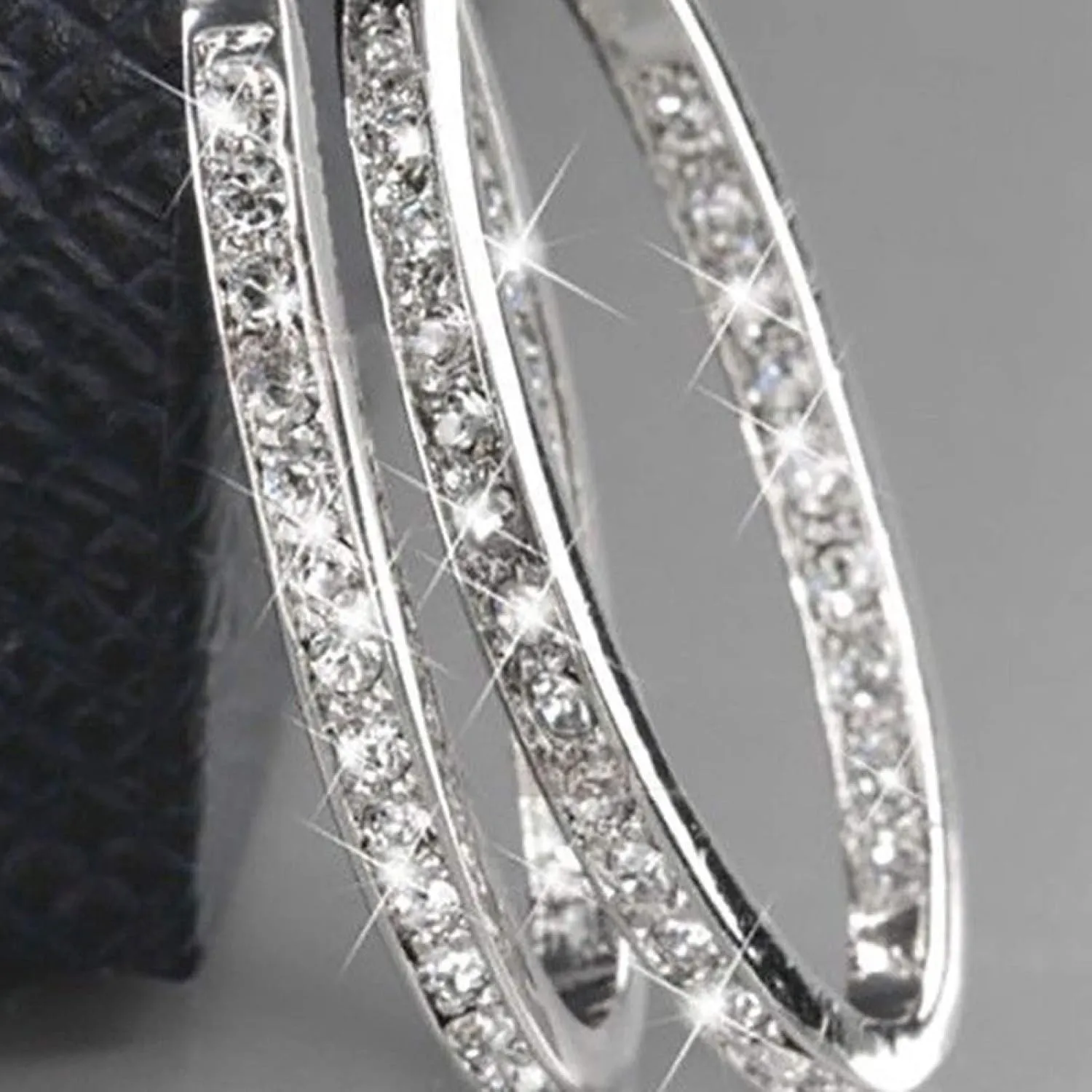 Earring Hoop Stud Drop & Dangle, Dazzling Women Rhinestone Inlaid Big Circle Hoop Earrings Party Banquet Jewelry for Women Teen Girls Birthday Christmas Friends Gift