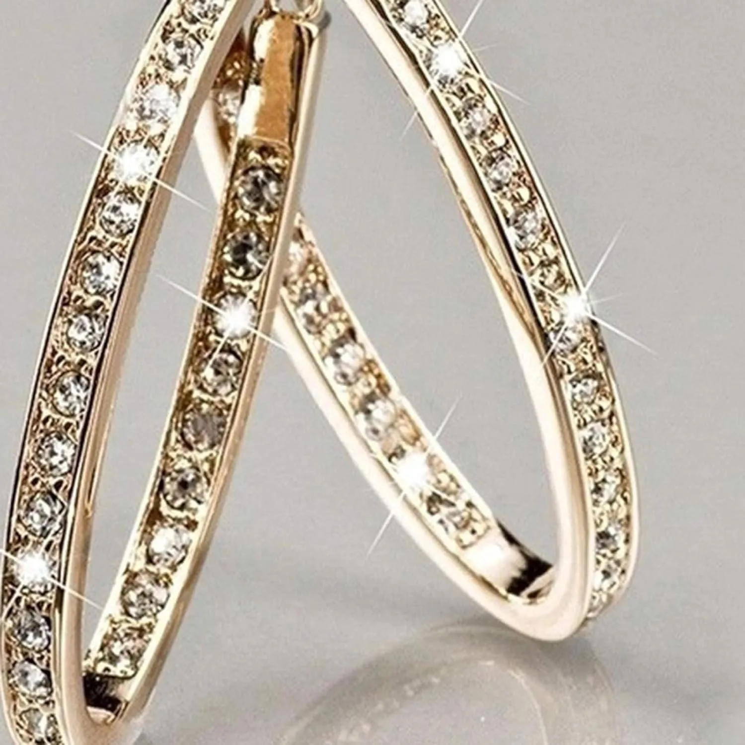 Earring Hoop Stud Drop & Dangle, Dazzling Women Rhinestone Inlaid Big Circle Hoop Earrings Party Banquet Jewelry for Women Teen Girls Birthday Christmas Friends Gift