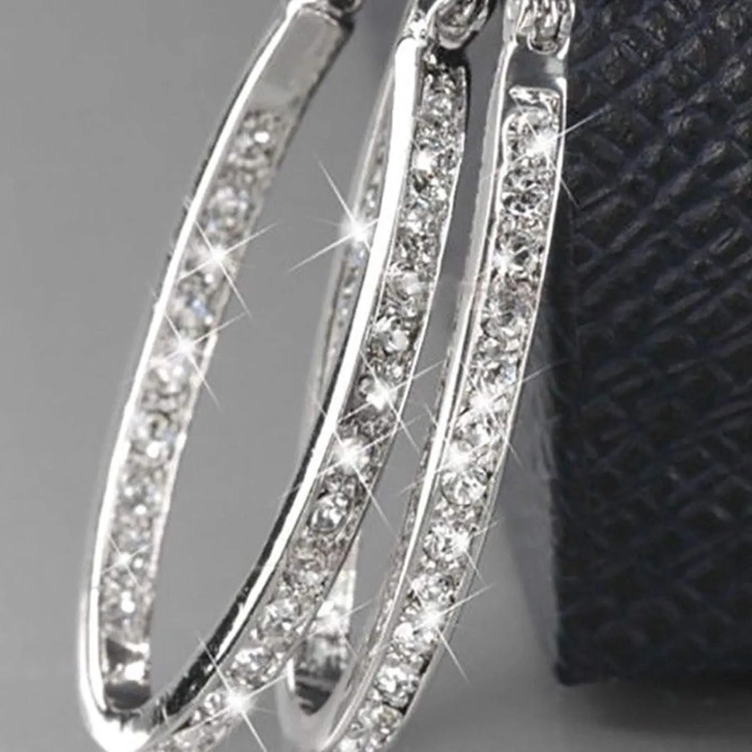 Earring Hoop Stud Drop & Dangle, Dazzling Women Rhinestone Inlaid Big Circle Hoop Earrings Party Banquet Jewelry for Women Teen Girls Birthday Christmas Friends Gift