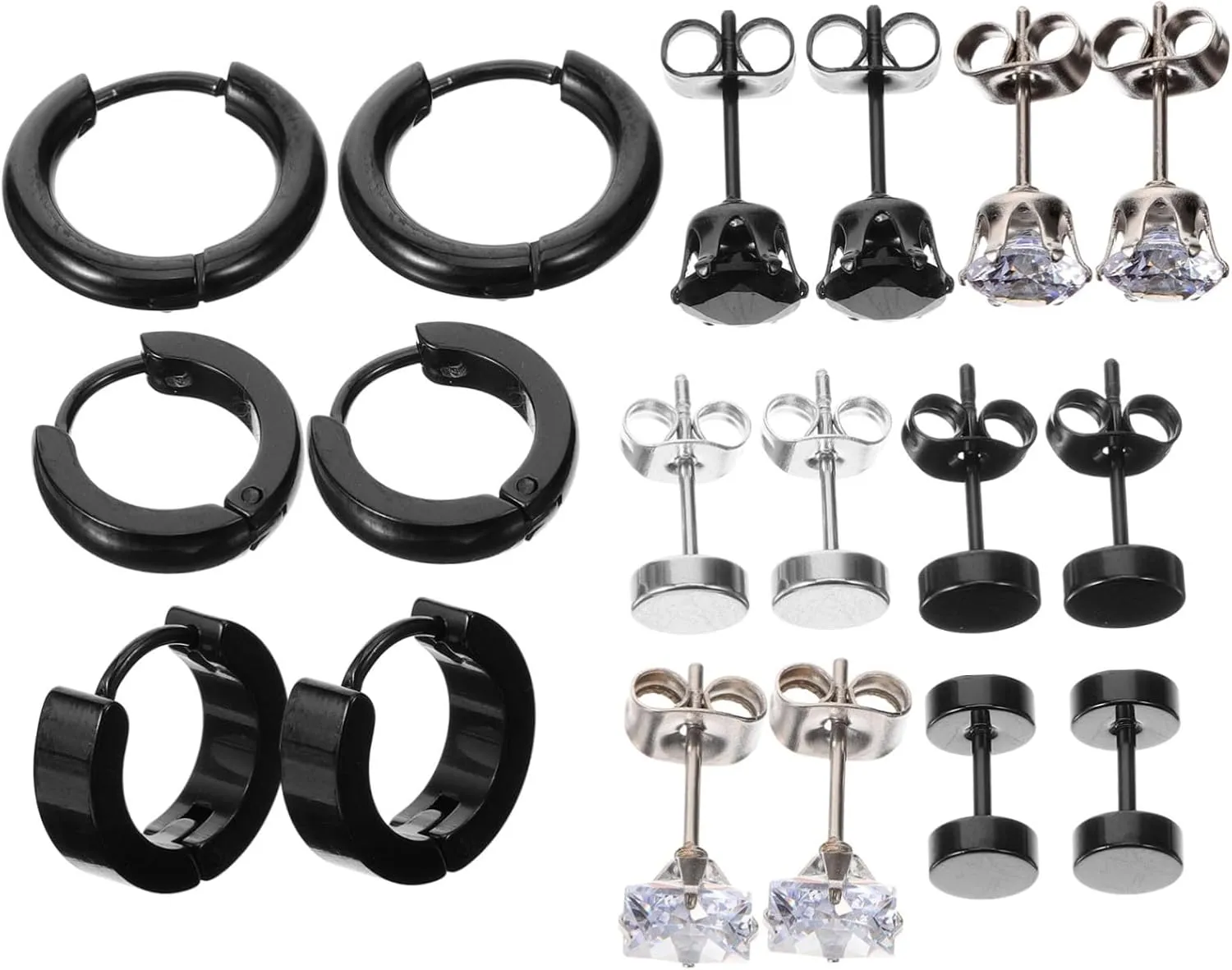 Earrings for Women 9 Pairs Minimalist Hoop Earrings Zirconia Titanium Steel Fashion and Comfortable