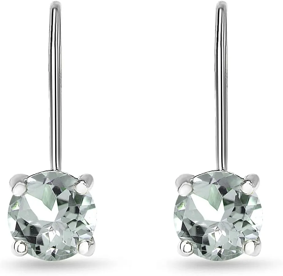 Earrings for Women, Birthstone Earrings, Genuine or Synthetic Gemstone, 6mm Round Leverback Earrings, Drop Earrings, Dangle Earrings for Women Sterling Silver Earrings Gold Flash