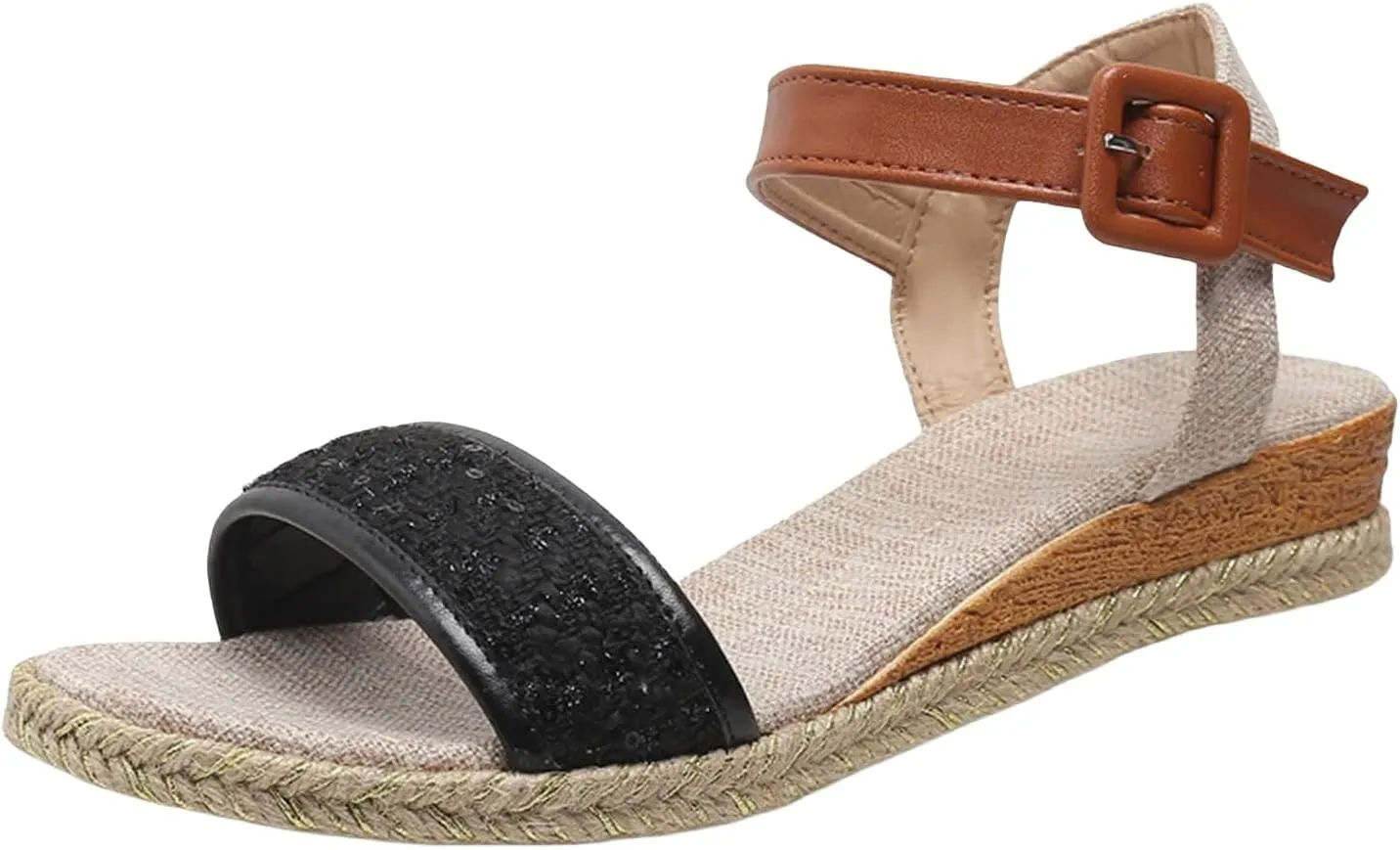 Espadrille Platform Sandals for Women Ankle Strap Arch Support Open Toe Orthopedic Wedge Sandals Slip on Shoes