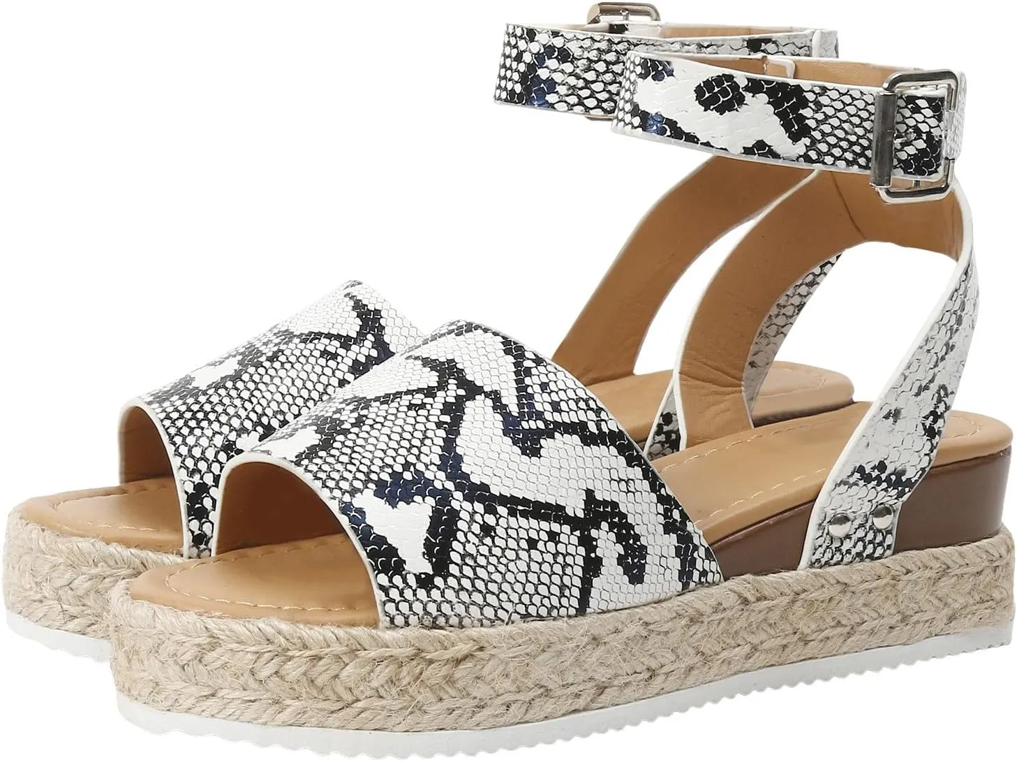 Espadrilles Flatform Wedge Sandal for Women Dressy,Casual Open Toe Buckle Ankle Strap Comfortable Arch Support Platform Wedge Sandals Summer Beach Shoes