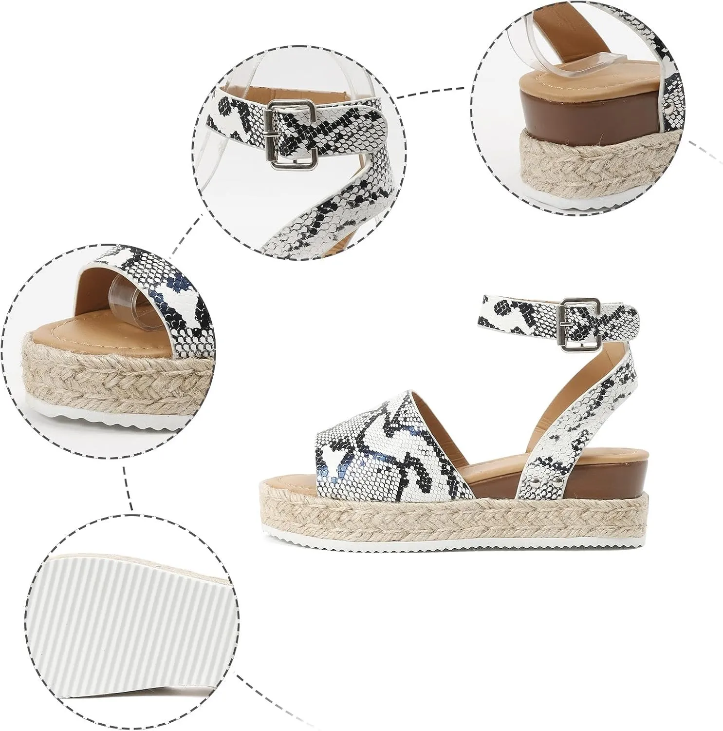 Espadrilles Flatform Wedge Sandal for Women Dressy,Casual Open Toe Buckle Ankle Strap Comfortable Arch Support Platform Wedge Sandals Summer Beach Shoes