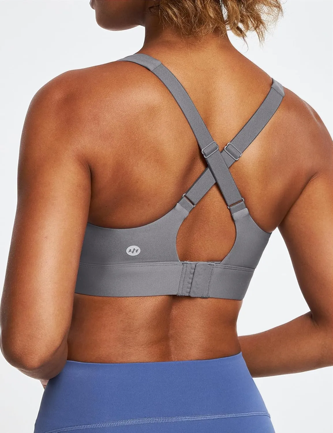 Ewedoos High Impact Sports Bras for Women High Support Zip Front Large Bust Workout Sports Bras with Adjustable Straps