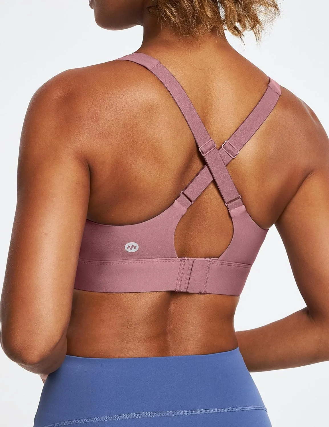 Ewedoos High Impact Sports Bras for Women High Support Zip Front Large Bust Workout Sports Bras with Adjustable Straps