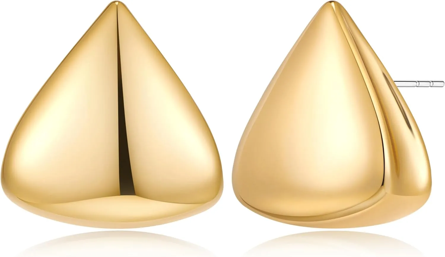 FAMARINE Gold Triangle Stud Earrings for Women Geometric Earrings Daily Earrings