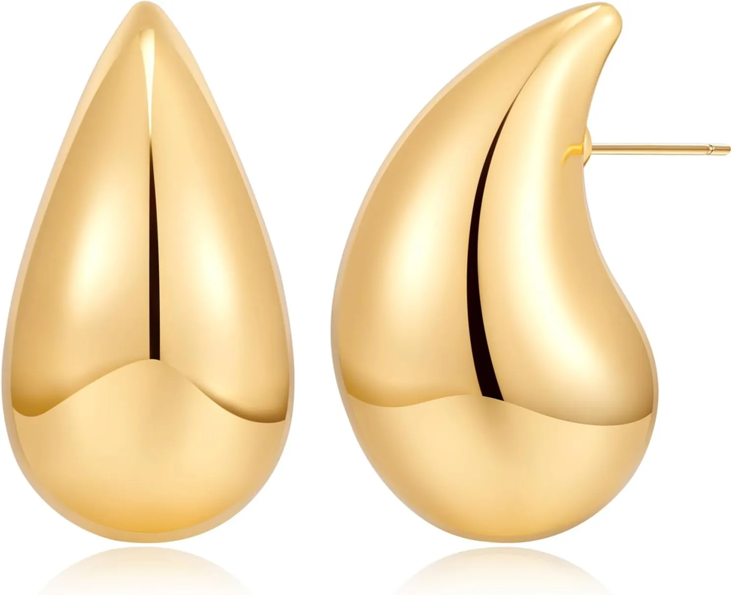 FAMARINE Oversize Chunky Gold Drop Earrings for Women Big Waterdrop Gold Earrings Fashion Jewelry