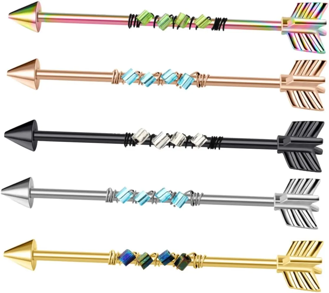 Fashionable Ear Bone Jewelry 5pcs Stud Earrings Arrows Shape Stainless Steel for Women Present for All