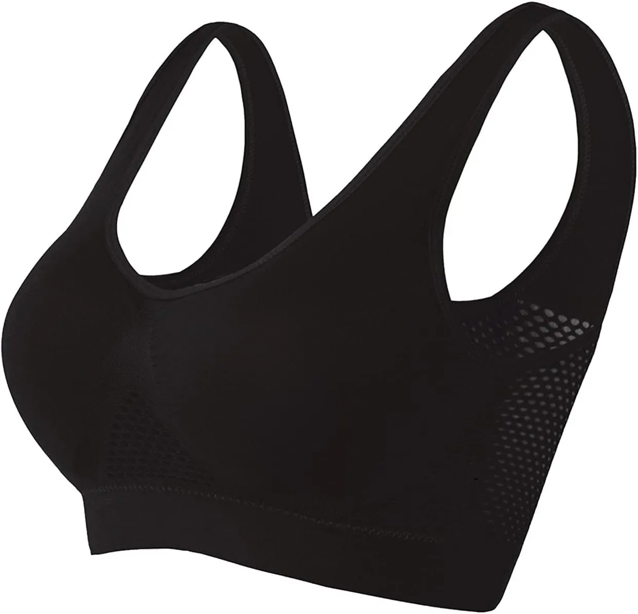 Franterd Plus Size Sports Bras for Women Large Bust Seamless Wireless Workout Comfortable Yoga Mesh Bras Ladies Everyday Bra