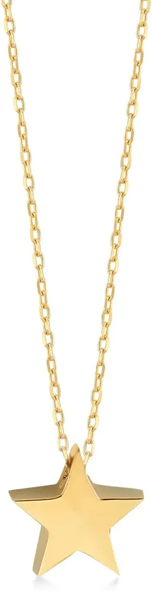 Gelin Real 10k Solid Gold Petite Star Necklace for Women, 18 inch