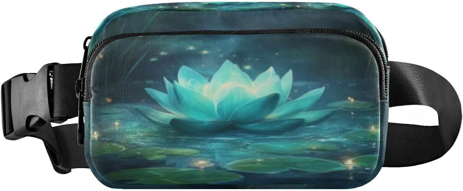 Glowing Pond Teal Fanny Packs for Women Men Crossbody Bags Everywhere Belt Bag with Adjustable Strap Fashion Waist Pack for Workout Running Travel