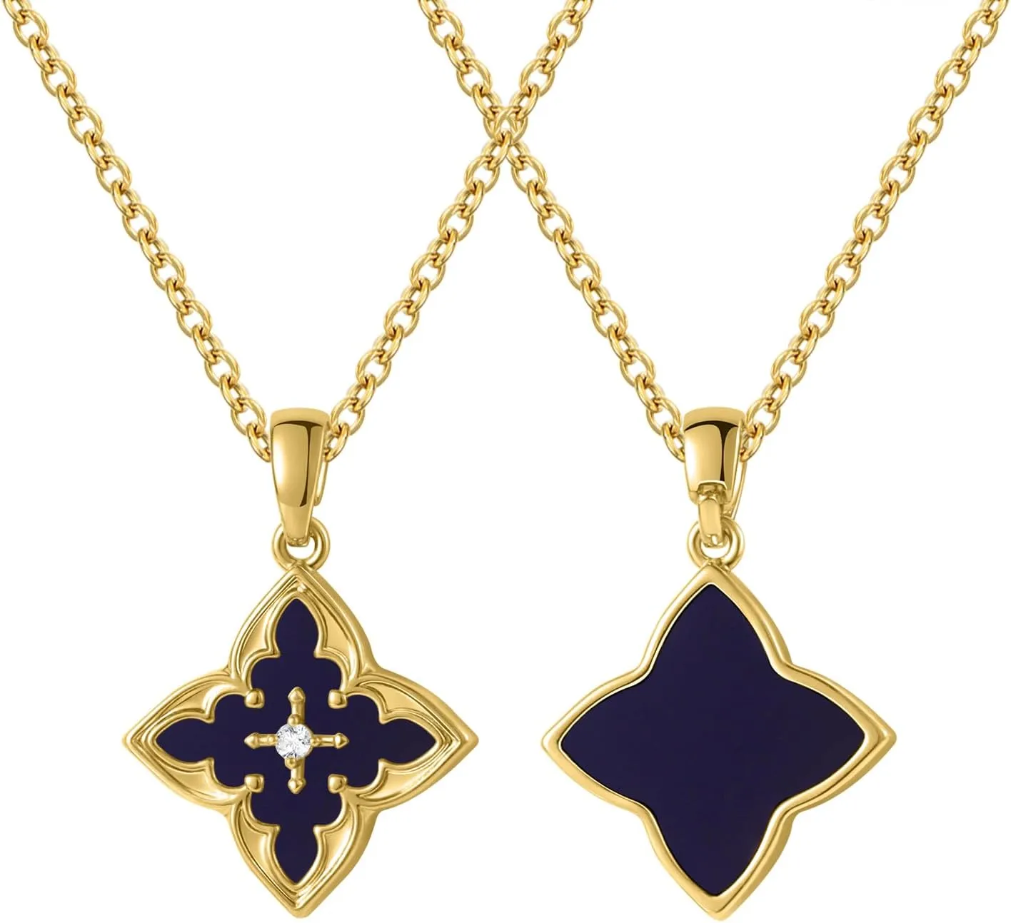 Gold Clover Necklace & Glass Bead Chain Jewelry Set Dainty 14K Gold Plated Pendant Necklace Adjustable Choker Charm Colorful Clover Pendant Lucky Necklaces for Women.