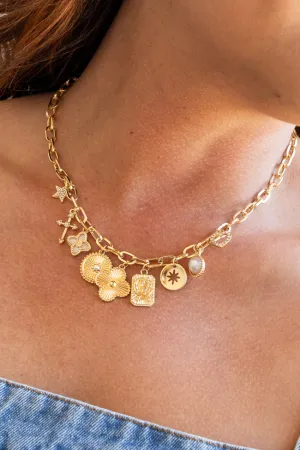 Gold Multi Charm Necklace