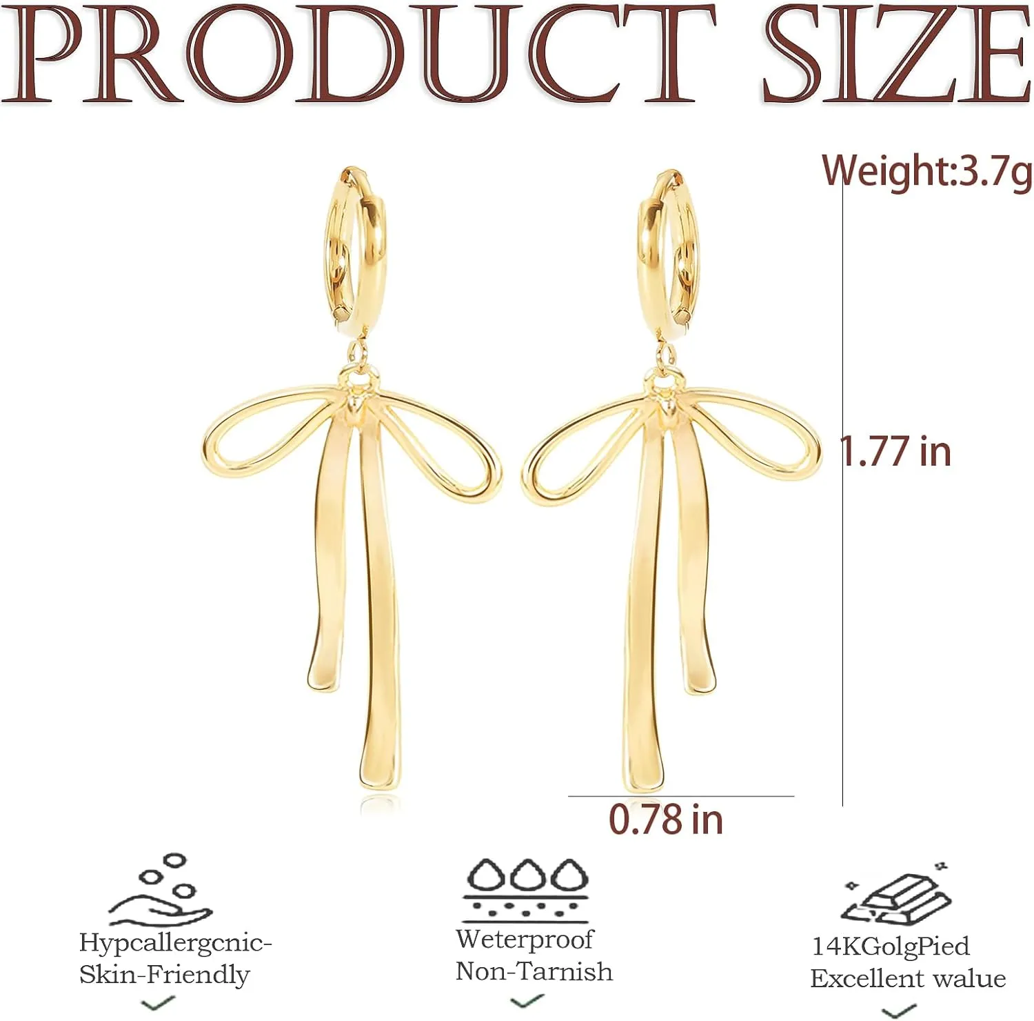 Gold Silver Bow Stud Earrings for Women  Hypoallergenic Lightweight Jewelry, Simple Elegant Design for Daily Wear, Parties, Weddings & Gifts