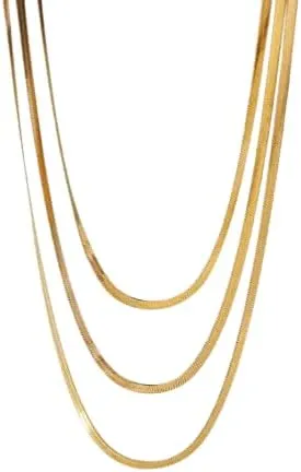 Gold Thin Chain Layered Necklaces For Women Non Tarnish,18k Gold Plated Stainless Steel Dainty Waterproof Gold Necklace Set Stack For Women Gifts Jewelry