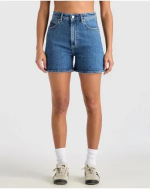High Mom Short- Blue Stone
