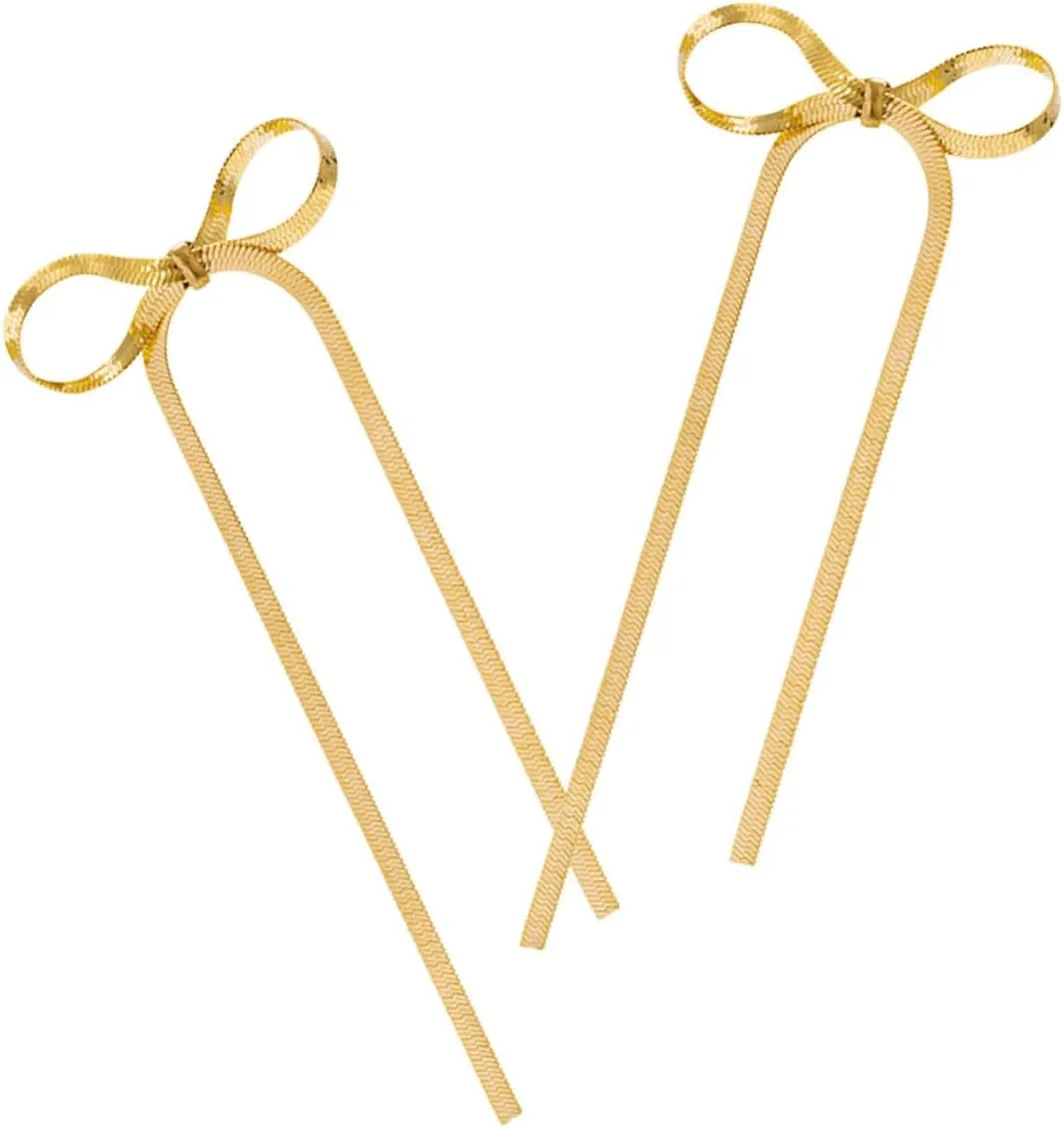 Homoyoyo 1 Pair Elegant Long Dangle Earrings for Women Minimalist Bow Design Durable Fashion Jewelry for Any Occasion Statement Drop Earrings Chic Finish