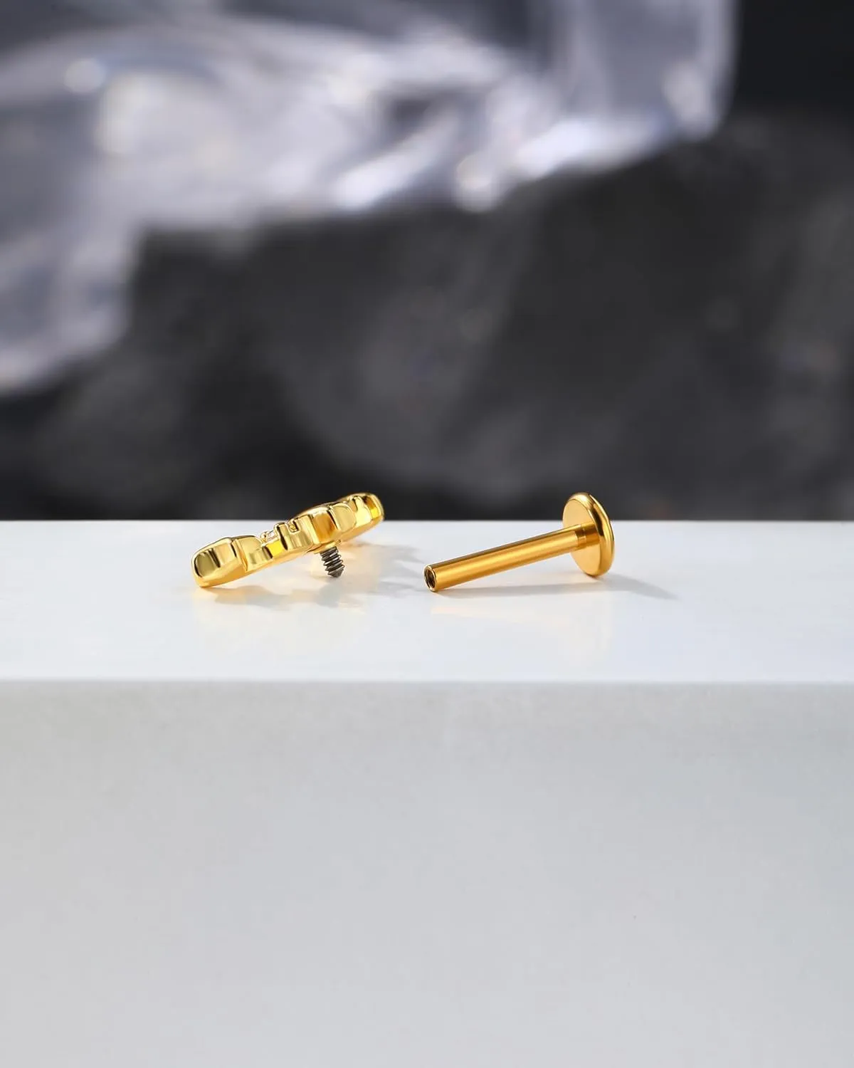 Jewseen 16g Internally Threaded Flat Back Earrings 316L Stainless Steel Star Helix Earrings Heart Cartilage Stud Earrings Gold Lip Piercing Jewelry Nose Stud for Women
