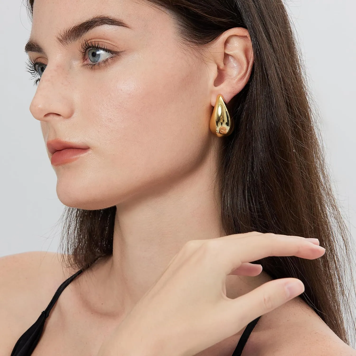 jiamiaoi Elegant Chunky Teardrop Earrings Dangle Drop Earrings for Women Silver and Gold Tear Drop Jewelry