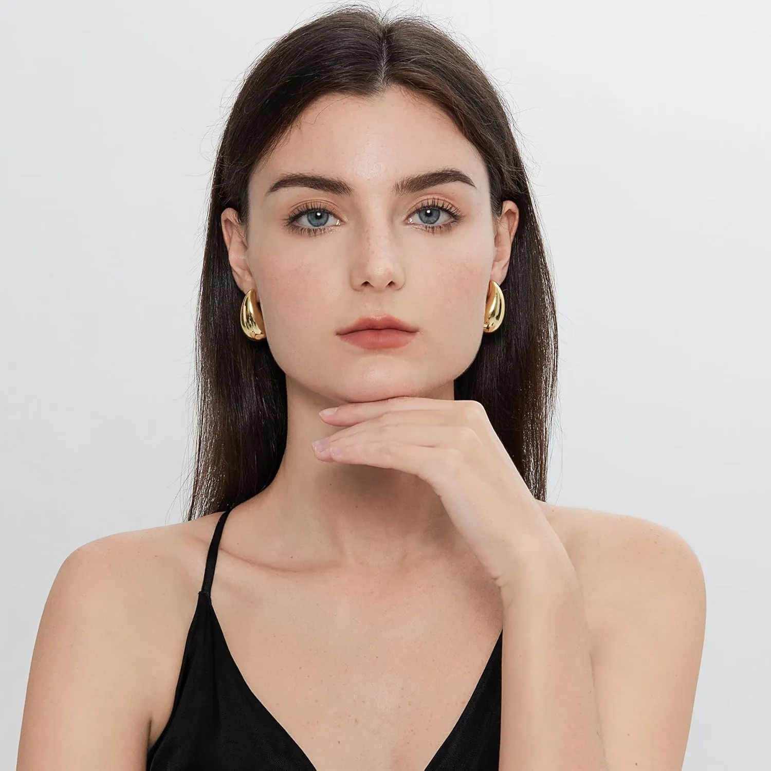 jiamiaoi Elegant Chunky Teardrop Earrings Dangle Drop Earrings for Women Silver and Gold Tear Drop Jewelry
