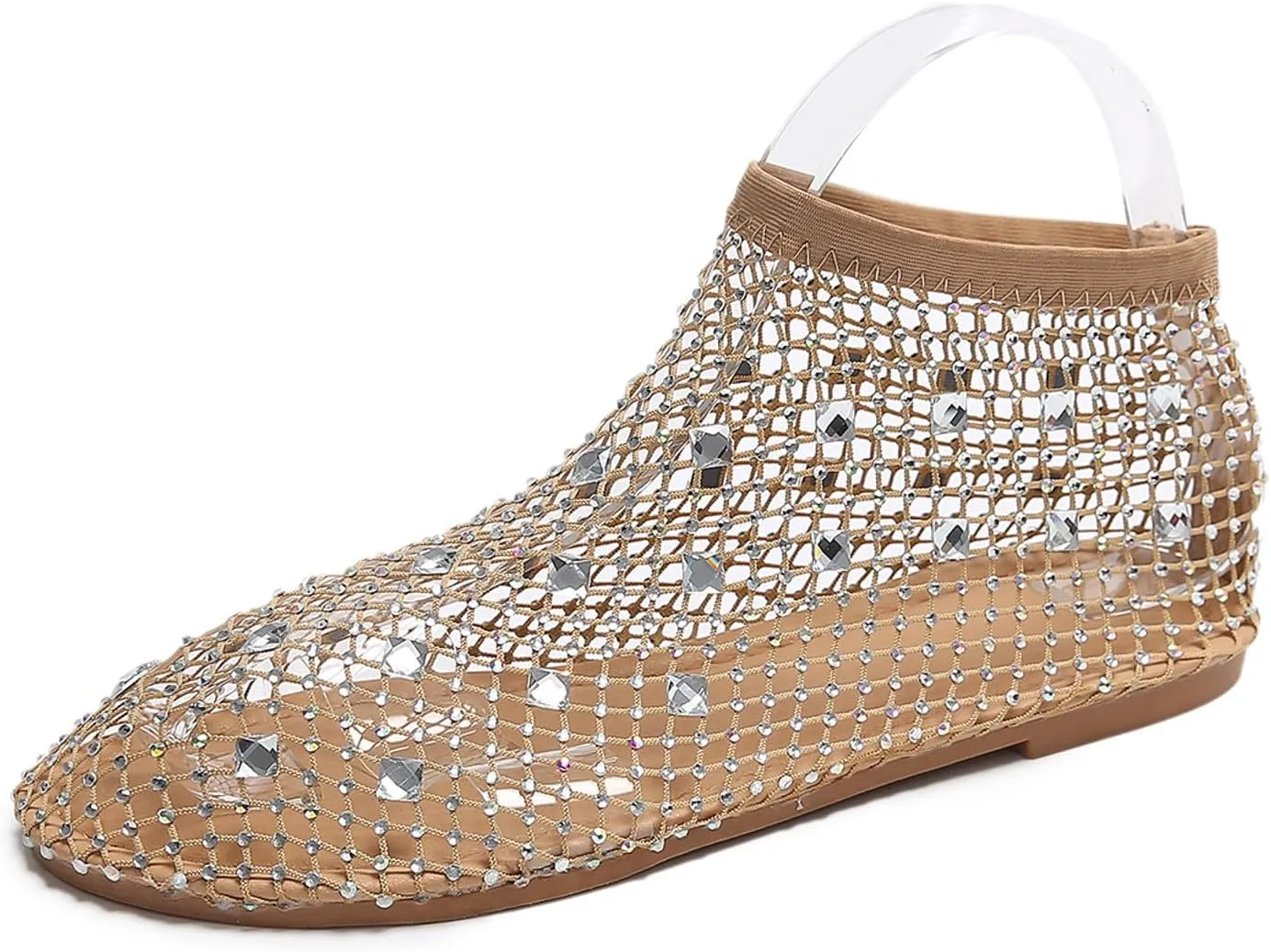 Ladies Breathable Hollow Mesh Breathable Rhinestone Decoration Flat Large Size Casual Womens Casual Shoes