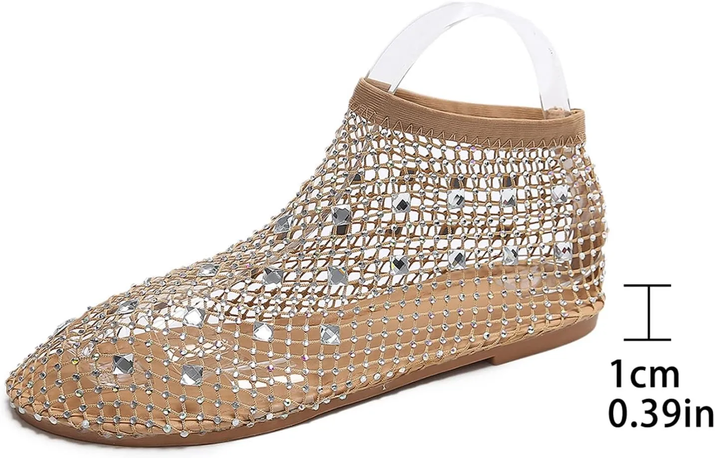 Ladies Breathable Hollow Mesh Breathable Rhinestone Decoration Flat Large Size Casual Womens Casual Shoes
