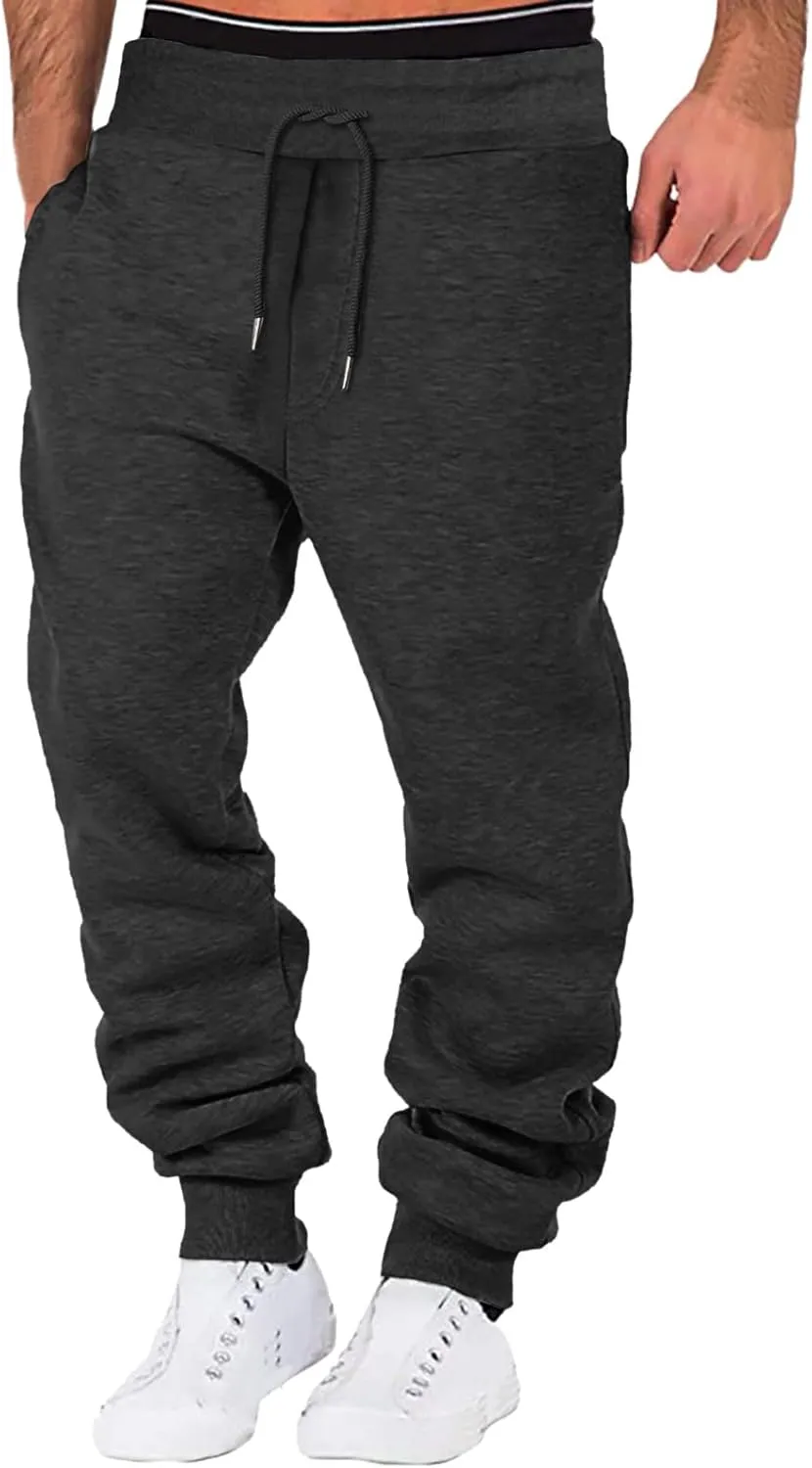 Mens Sweatpants with Pockets Big and Tall Fleece Cargo Sweatpants Men's Jogger Pants Drawstring Gym Running Athletic