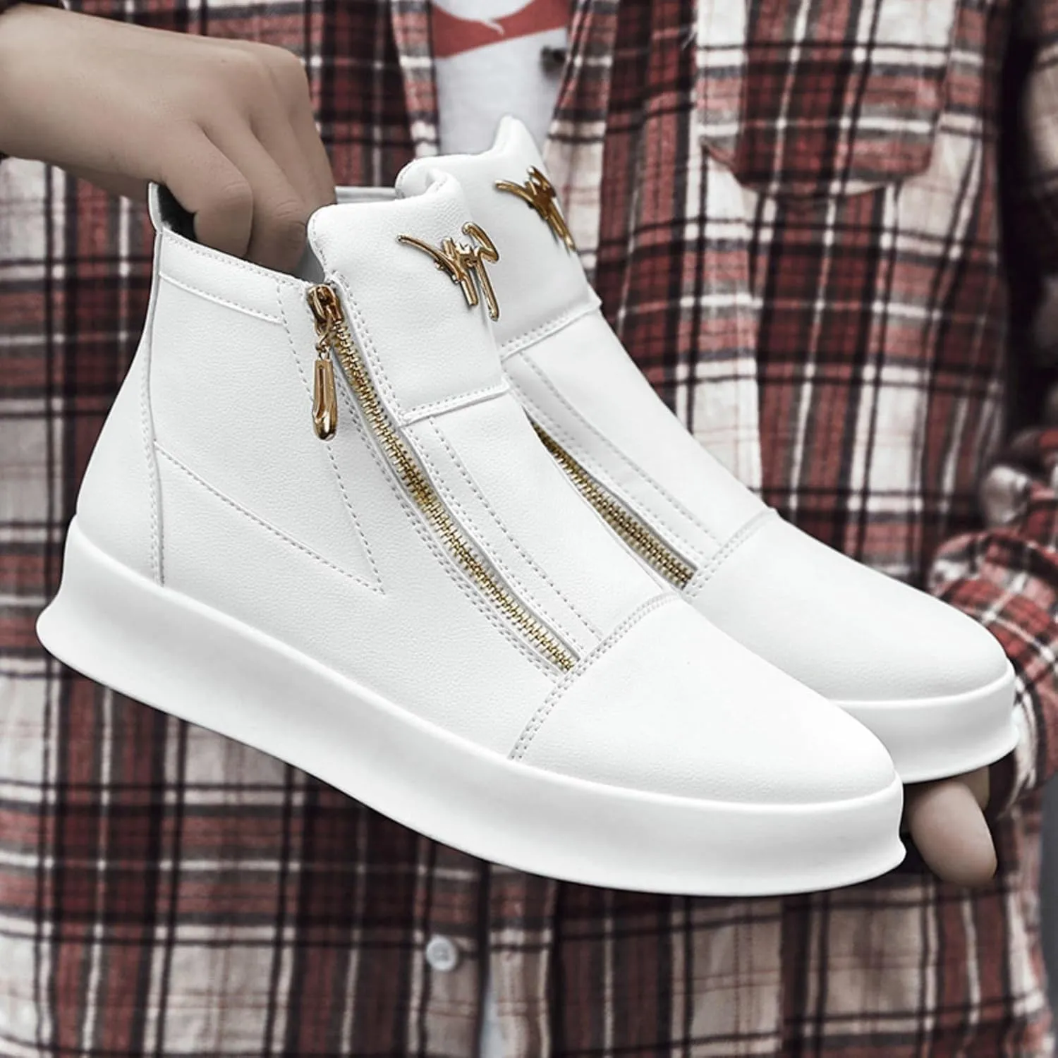 Men's Zipper Fashion Sneakers Running Shoes, Fashion Walking Shoes Casual Classic, Skateboard Shoes