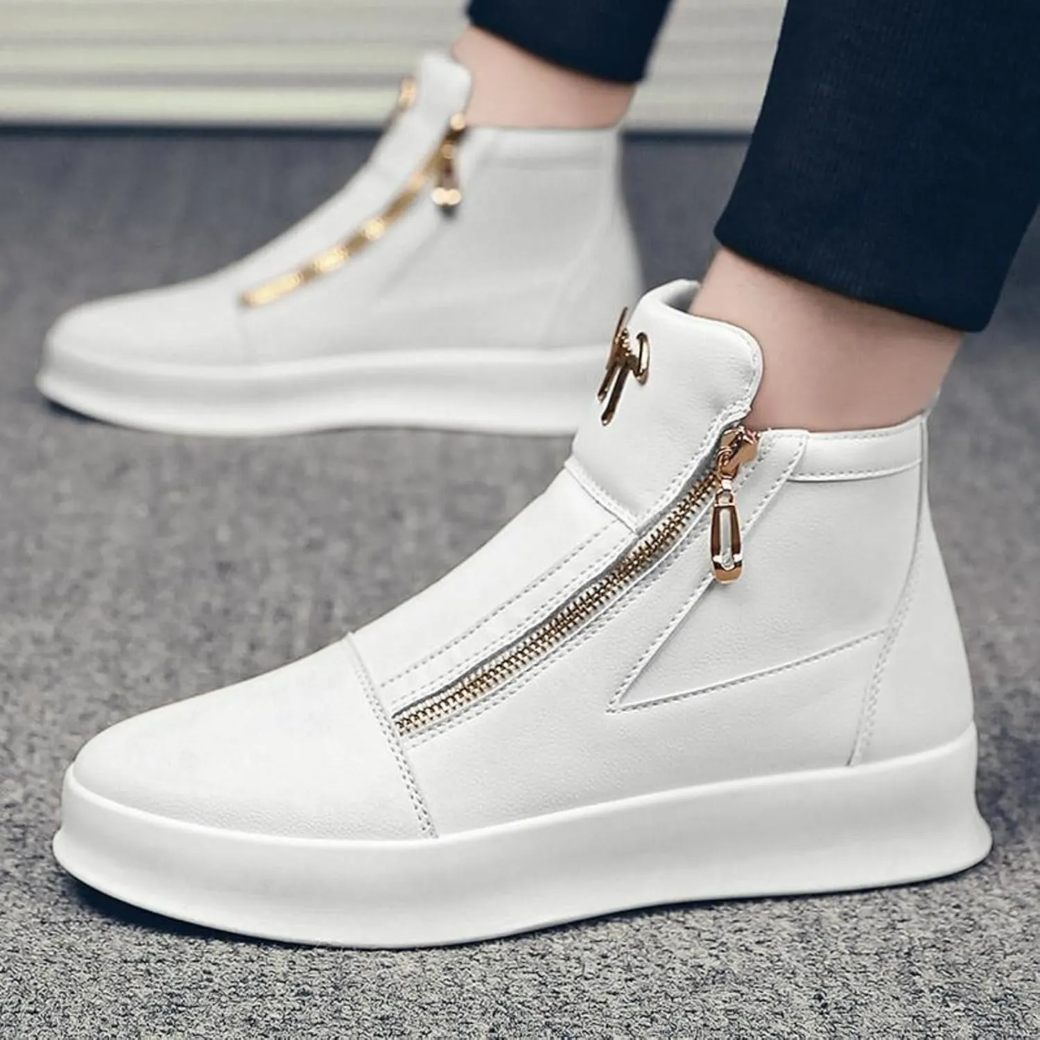Men's Zipper Fashion Sneakers Running Shoes, Fashion Walking Shoes Casual Classic, Skateboard Shoes