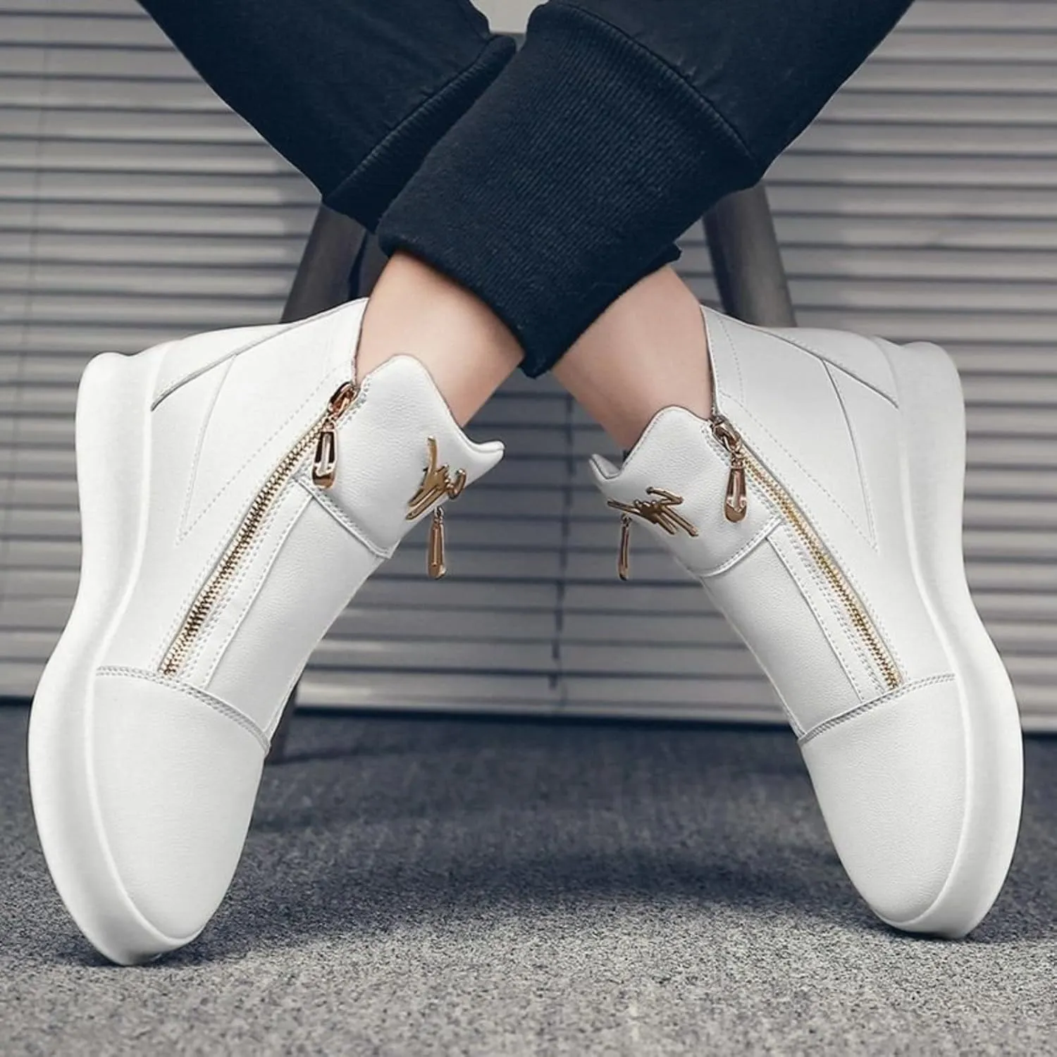 Men's Zipper Fashion Sneakers Running Shoes, Fashion Walking Shoes Casual Classic, Skateboard Shoes
