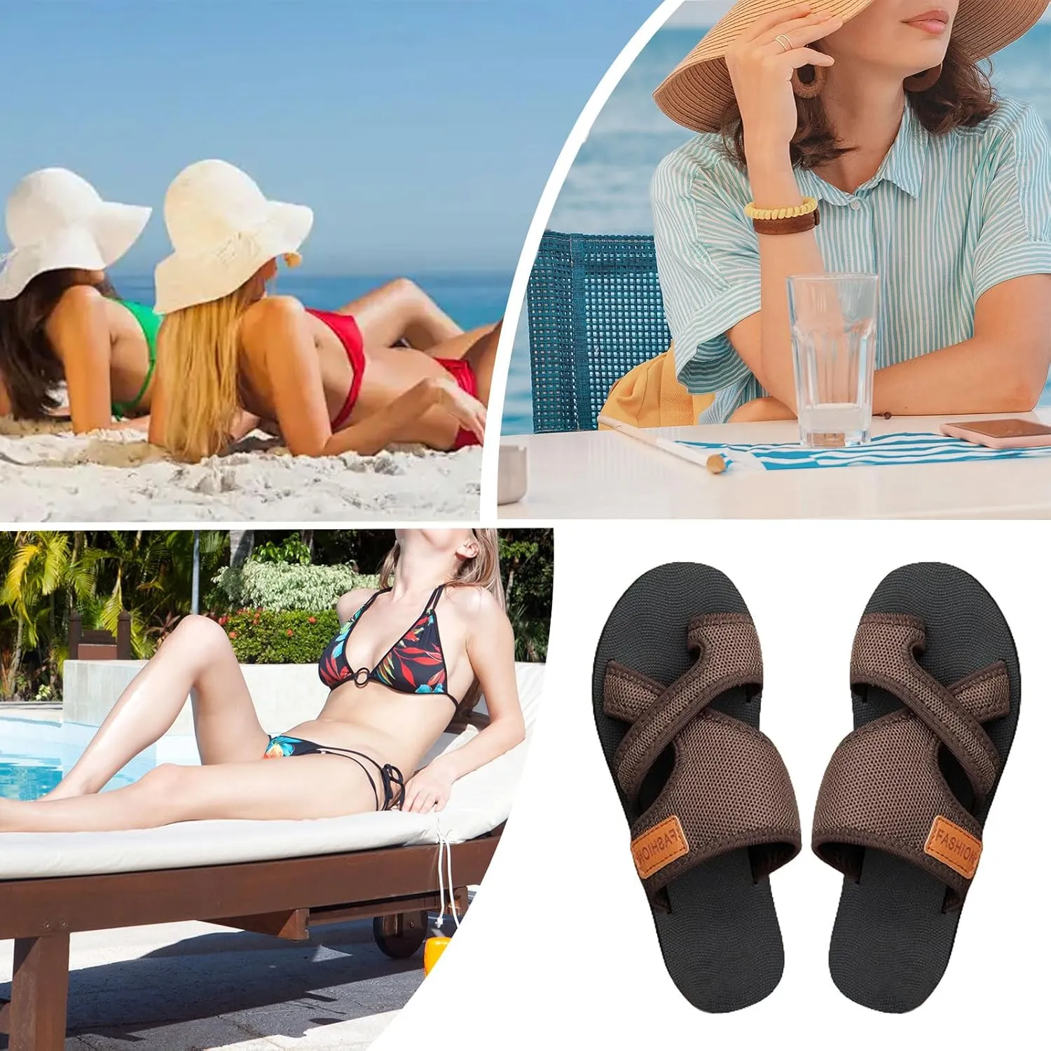 Mesh Flip Flops for Women Summer Orthopedic Sandals with Arch Support Breathable Wide Width Sandals Comfortable Beach Shoes