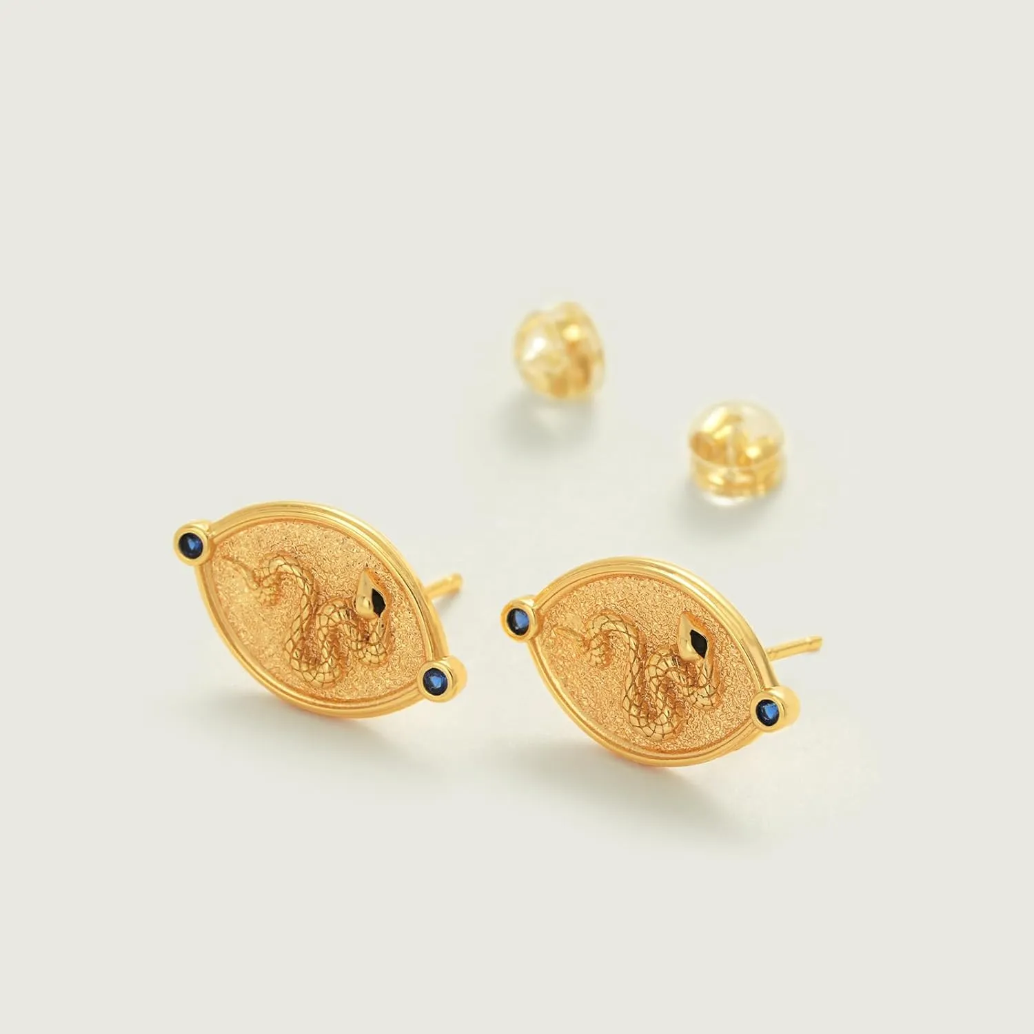 MEVECCO Dainty Snake Earrings Studs for Women - 18K Gold Plated Boho Small Tiny Minimalist Stud Earrings
