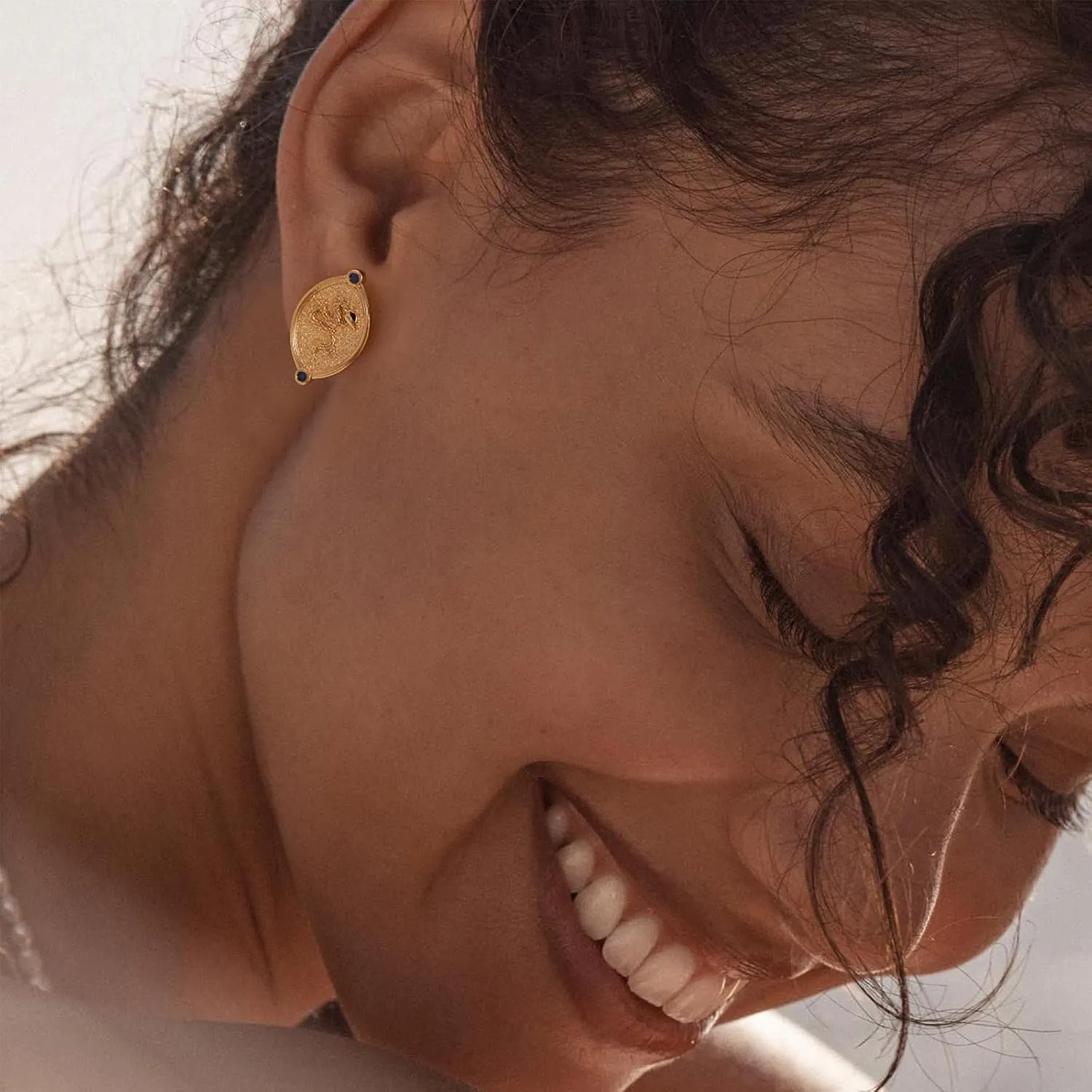 MEVECCO Dainty Snake Earrings Studs for Women - 18K Gold Plated Boho Small Tiny Minimalist Stud Earrings