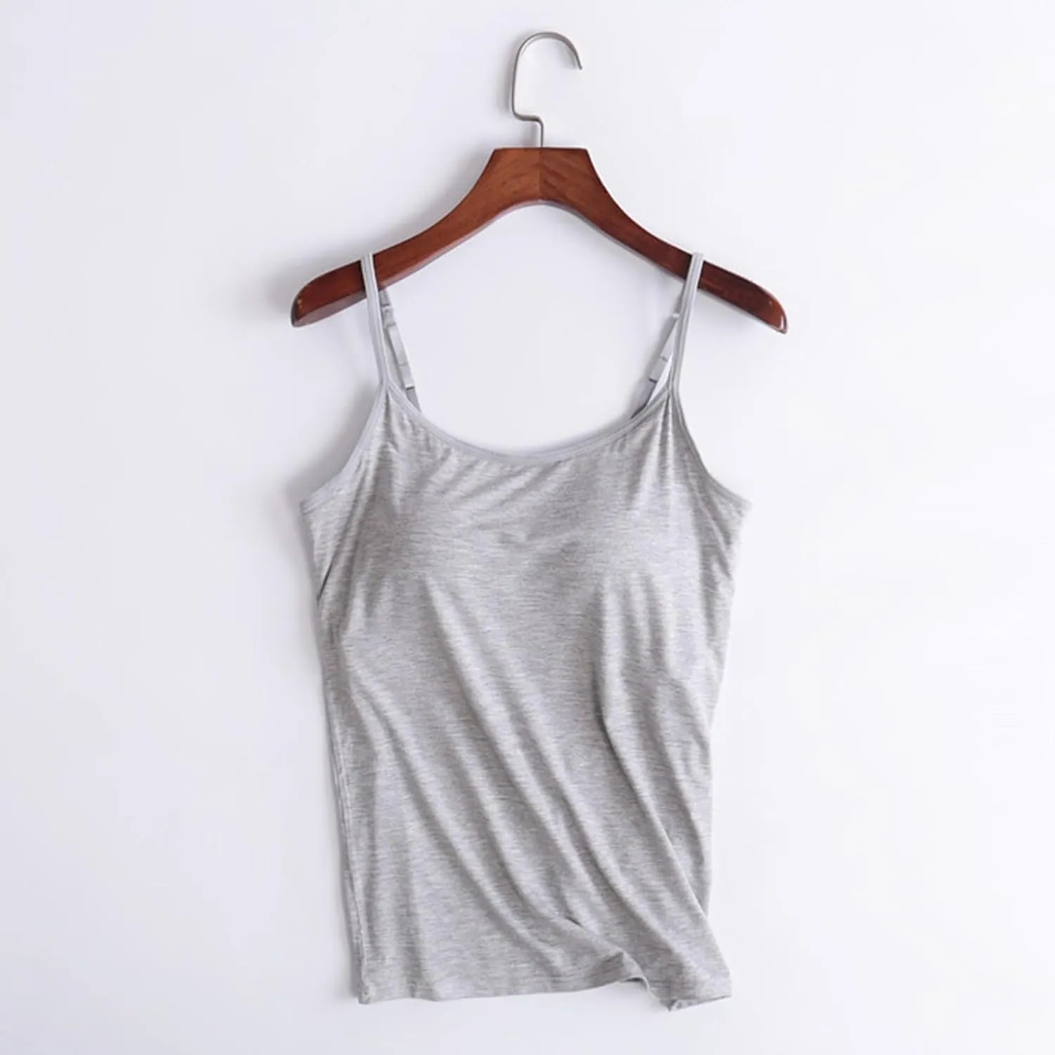 Modal Camisoles with Built in Bra Tank Top with Built in Bra for Women Spaghetti Strap Tanks Top without Steel Camis