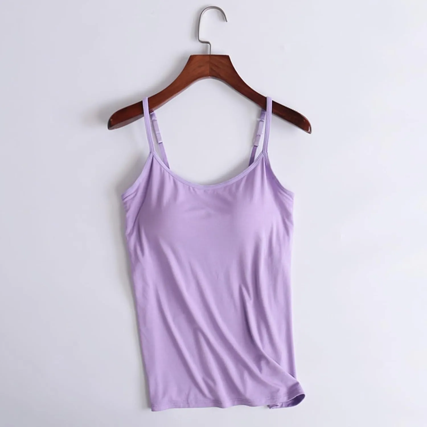 Modal Camisoles with Built in Bra Tank Top with Built in Bra for Women Spaghetti Strap Tanks Top without Steel Camis