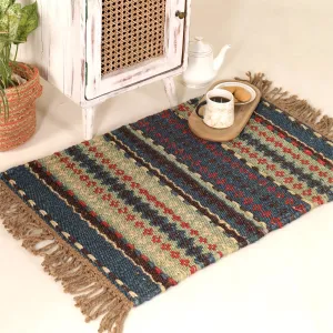 Multicoloured Sustainable Floor Rug  In 2 x 3ft | Geometric Pattern | Handcrafted In India