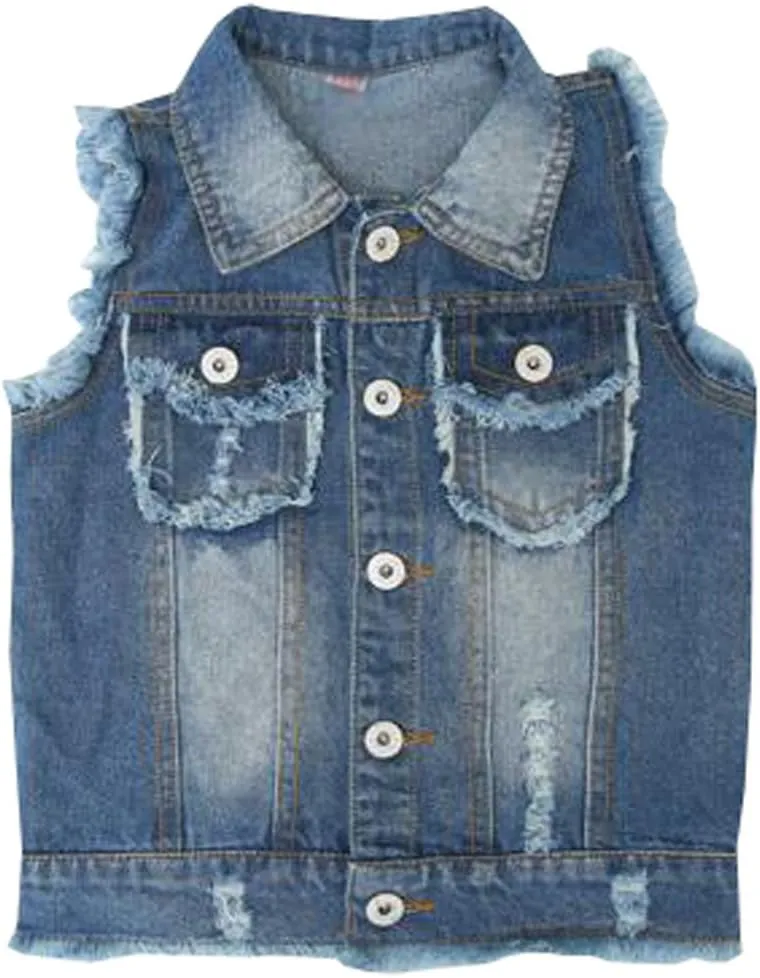 MYtodo Solid color girl vest burr cowboy vest children cardigan jacket