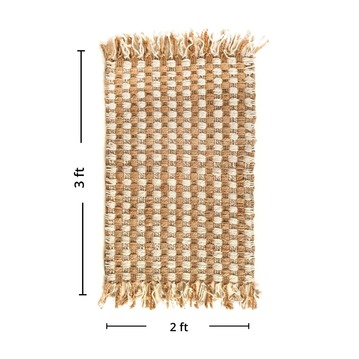 Off White Sustainable Floor Rug In 2 x 3 ft | Geometric Pattern | Handcrafted In India