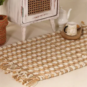 Off White Sustainable Floor Rug In 2 x 3 ft | Geometric Pattern | Handcrafted In India