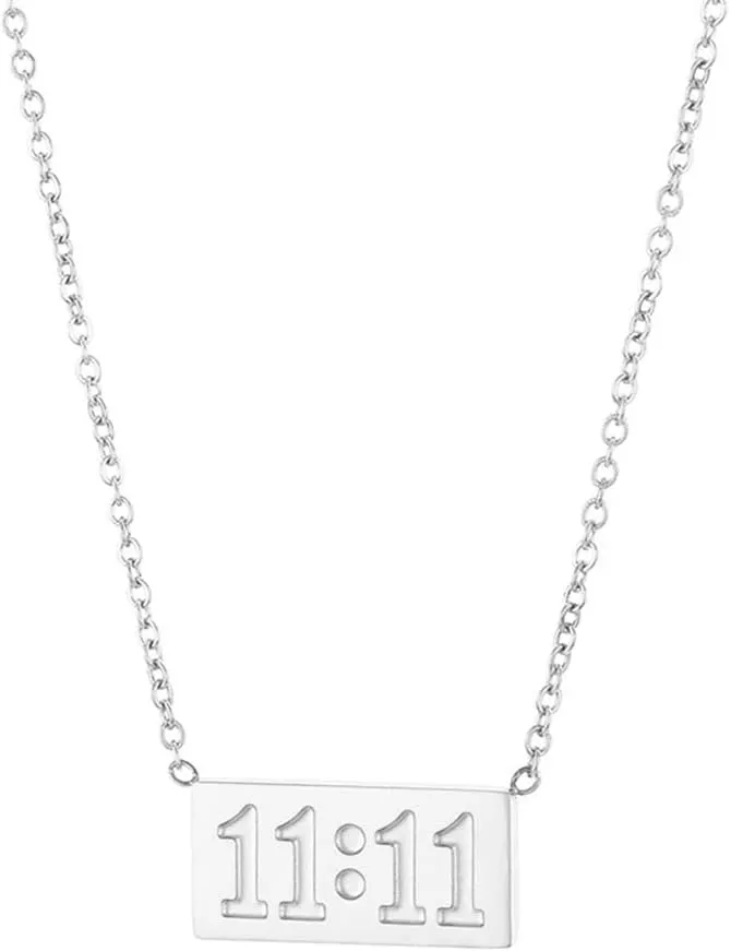 OIDIMS Unique 11:11 Square Shape Pendant Necklace for Women Men's 18k Gold Plated Dainty Angel Number Choker Necklaces Adjustable Chain Personalization Lucky Numerology Jewelry Meaningful Gifts