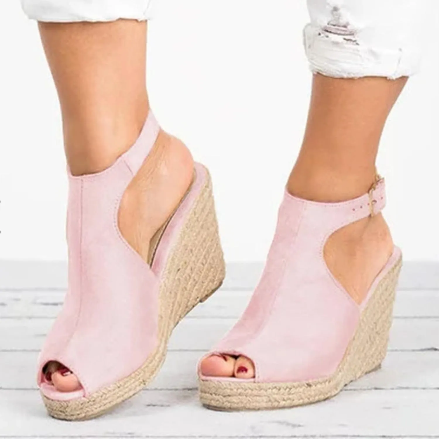 Orthopedic Sandals for Women Casual Summer Wedge Dressy Open Toe Platform Wedges Buckle Ankle Strap Leather Espadrilles Beach Heels Sandal Strappy Slip on Wedge High Dress Shoes