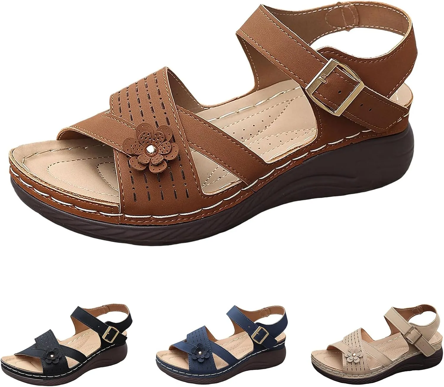 Orthopedic Sandals for Women Dressy Arch Support Comfortable Sandals Wedge Orthotic Walking Sandal Open Toe Casual Outdoor Shoes
