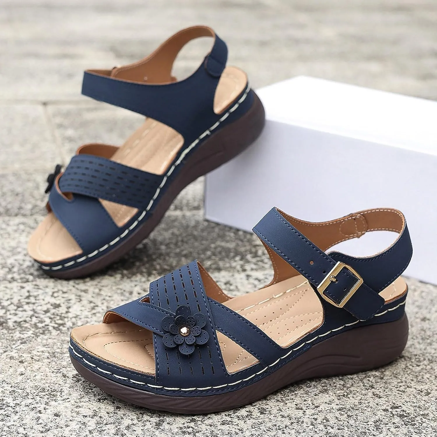 Orthopedic Sandals for Women Dressy Arch Support Comfortable Sandals Wedge Orthotic Walking Sandal Open Toe Casual Outdoor Shoes