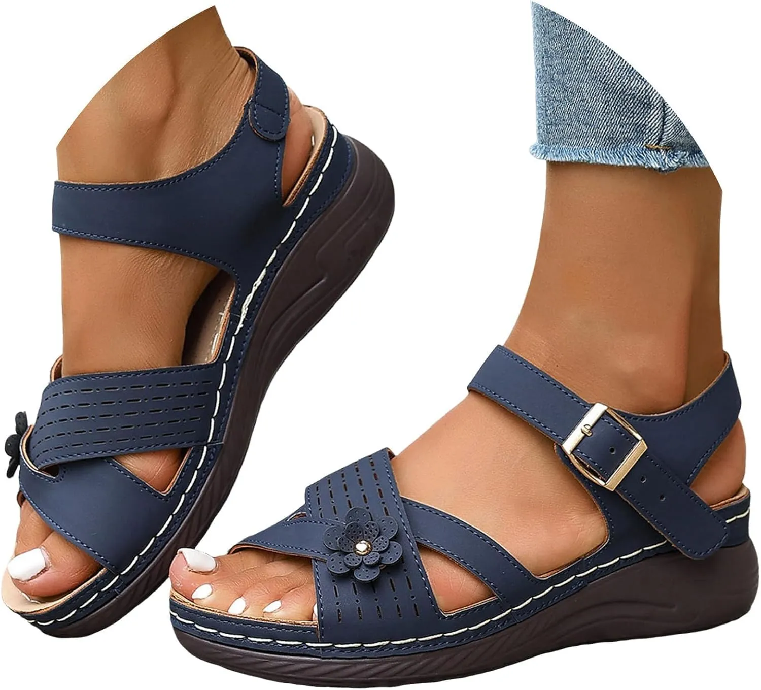 Orthopedic Sandals for Women Dressy Arch Support Comfortable Sandals Wedge Orthotic Walking Sandal Open Toe Casual Outdoor Shoes