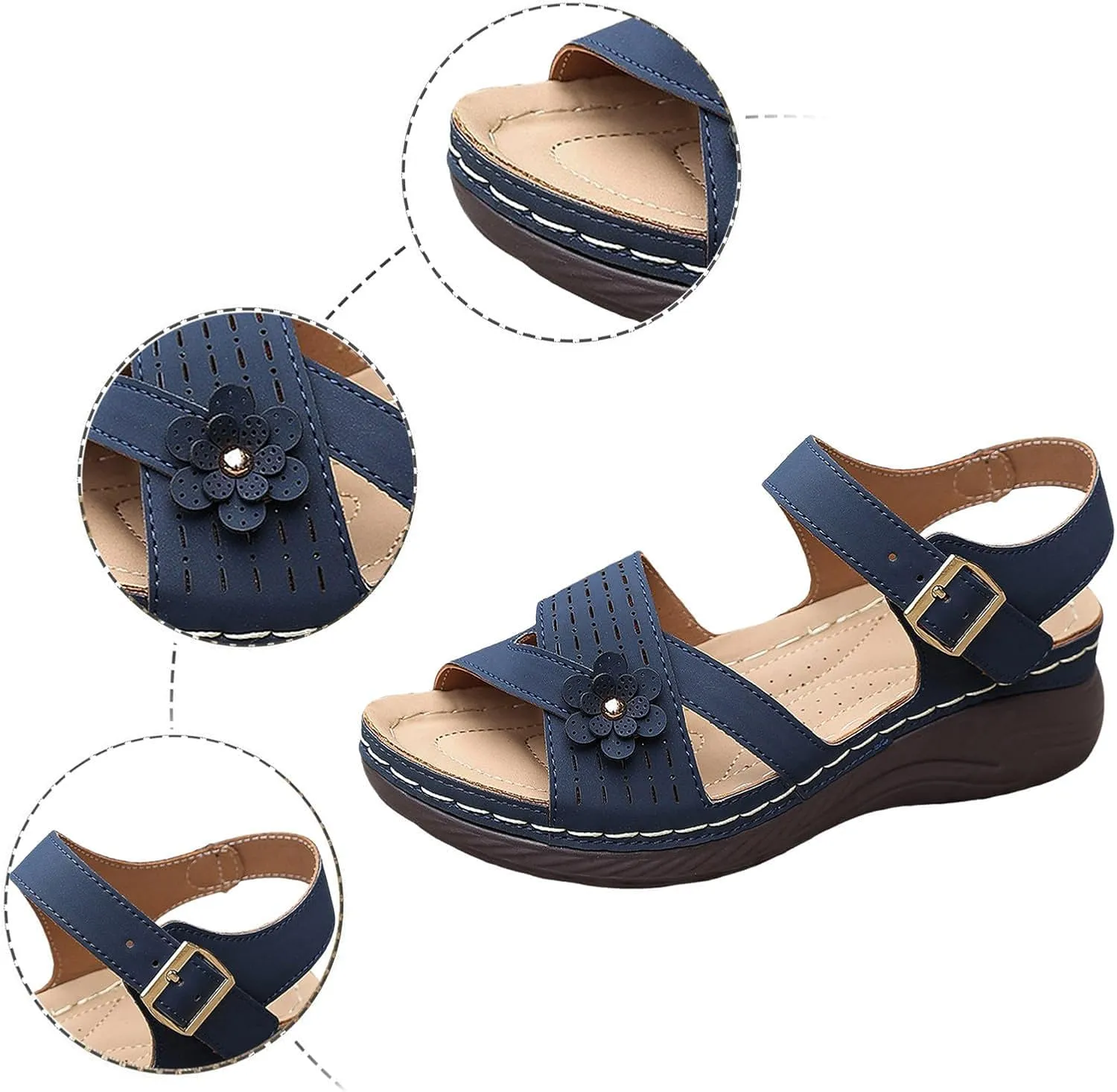 Orthopedic Sandals for Women Dressy Arch Support Comfortable Sandals Wedge Orthotic Walking Sandal Open Toe Casual Outdoor Shoes